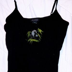 The Limited Stretch Tank Top Women's Adult Medium Black Spaghetti Strap Sequined